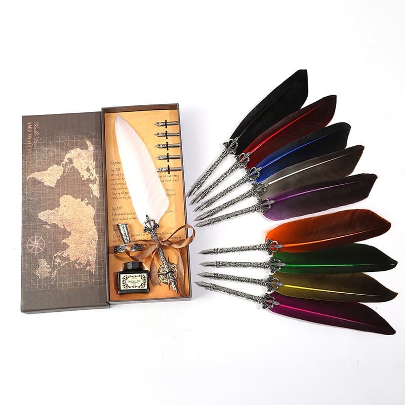 European-style Retro Dip Pen Crown Quill Pen Holder Student Dip Pen Metal Pen Birthday Gift Pen Set