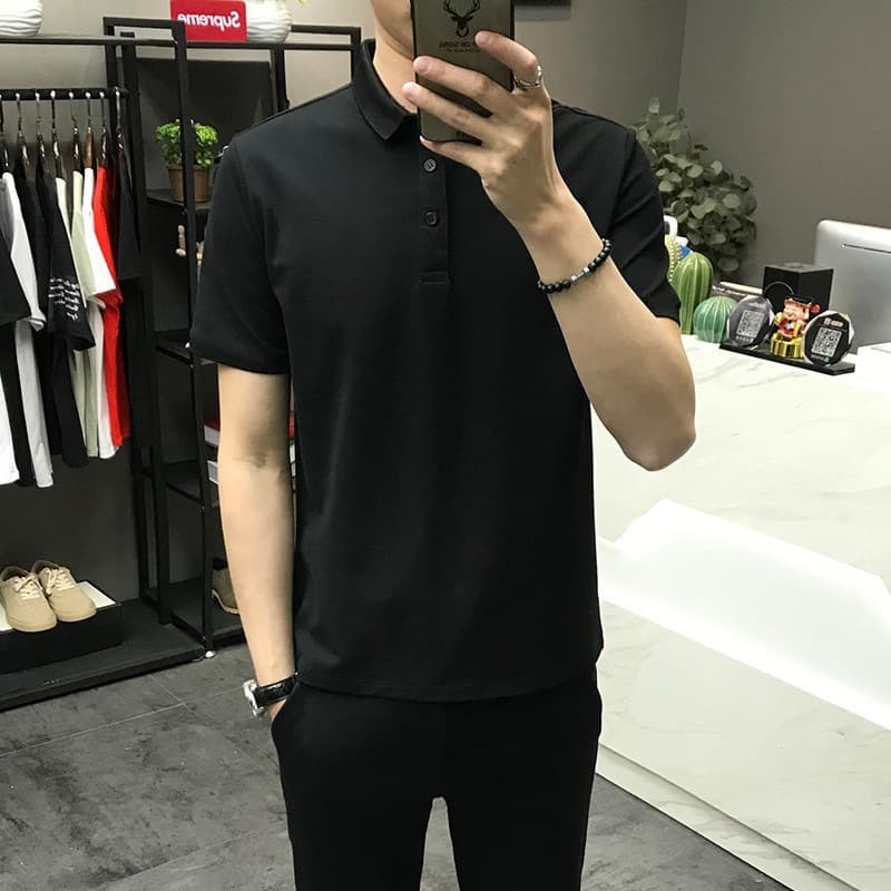 Summer men's breathable short-sleeved polo shirts trendy brand high-end lapels trendy slim casual tops men's foreign trade cross-border