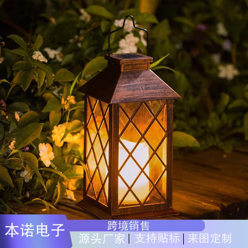 Cross-border Explosion Outdoor Solar Garden Lights Candle Wind Lights Garden Lawn Landscape Decorative Lights Vintage Candle Lights