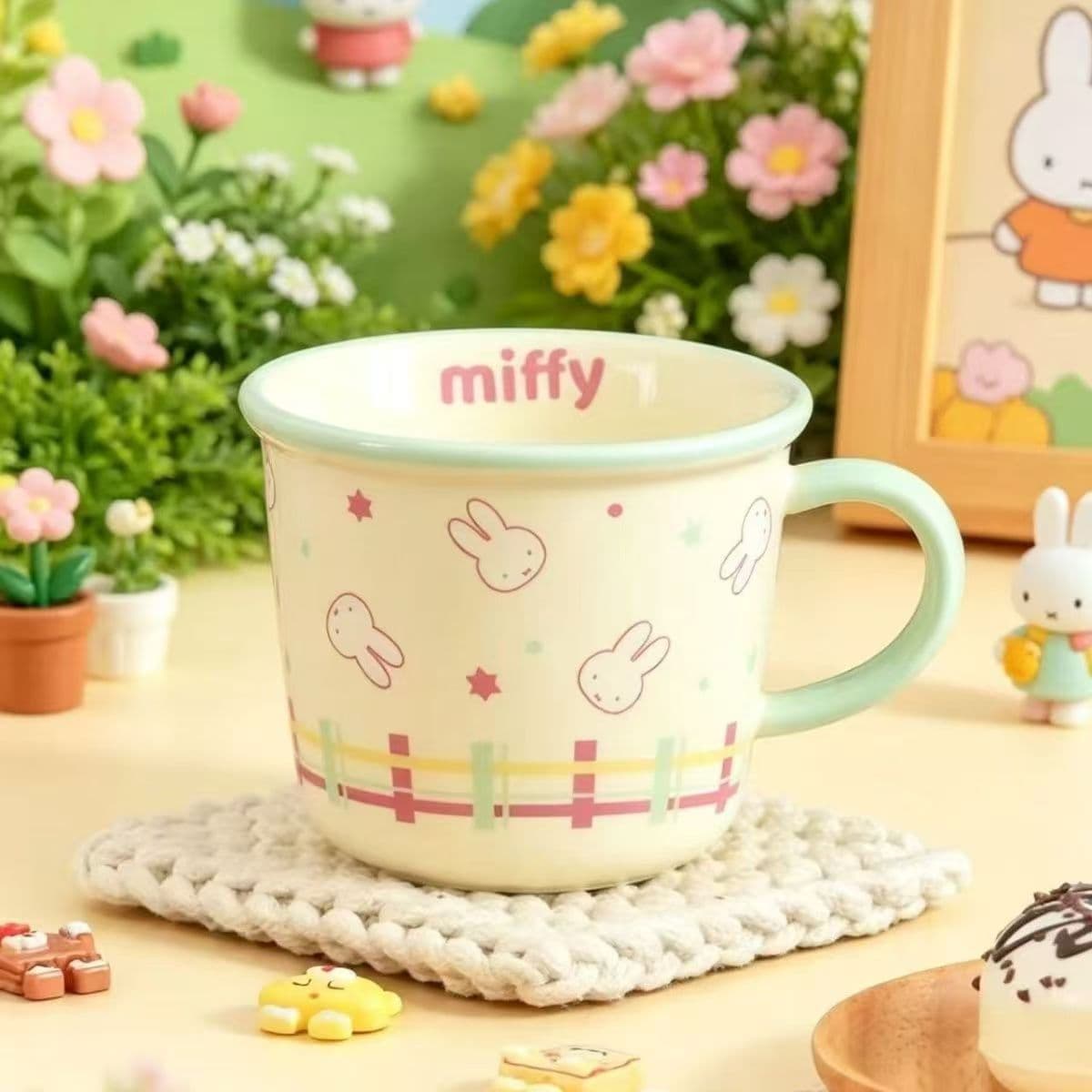 Miffy Mint Ceramic Mug High Appearance Couple Milk Coffee Cup Breakfast Cup Home Water Cup