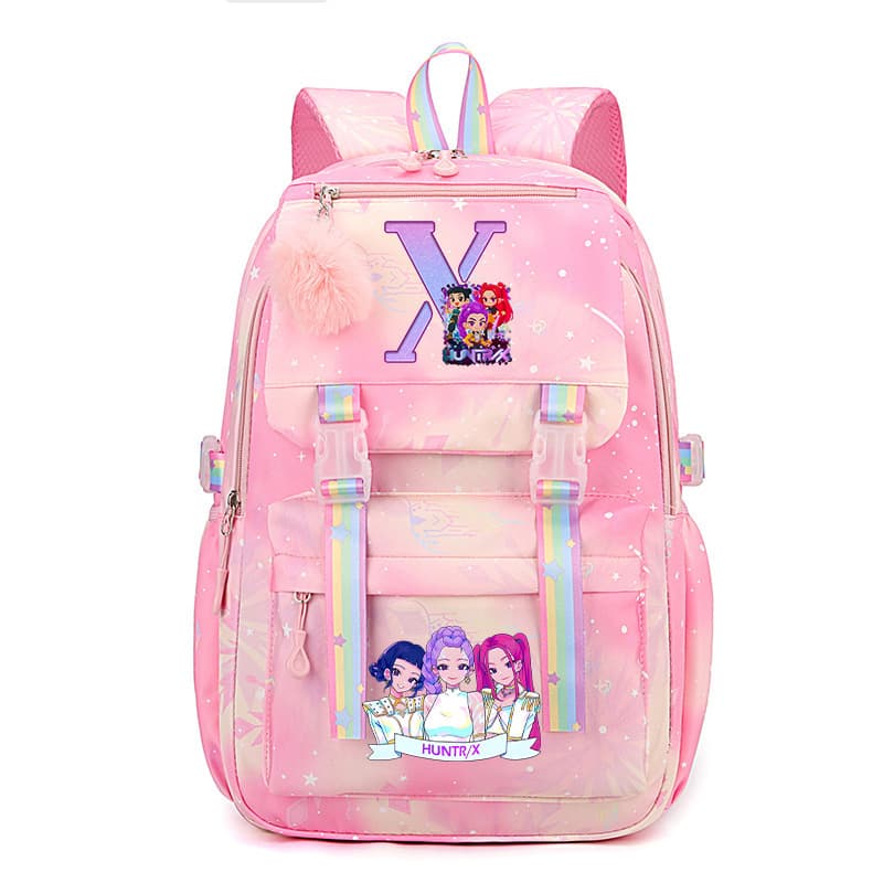 Hunter Witch Group Letter Printed Pink Backpack Cross-Border Casual Peripheral Large Capacity Backpack Student School Bag