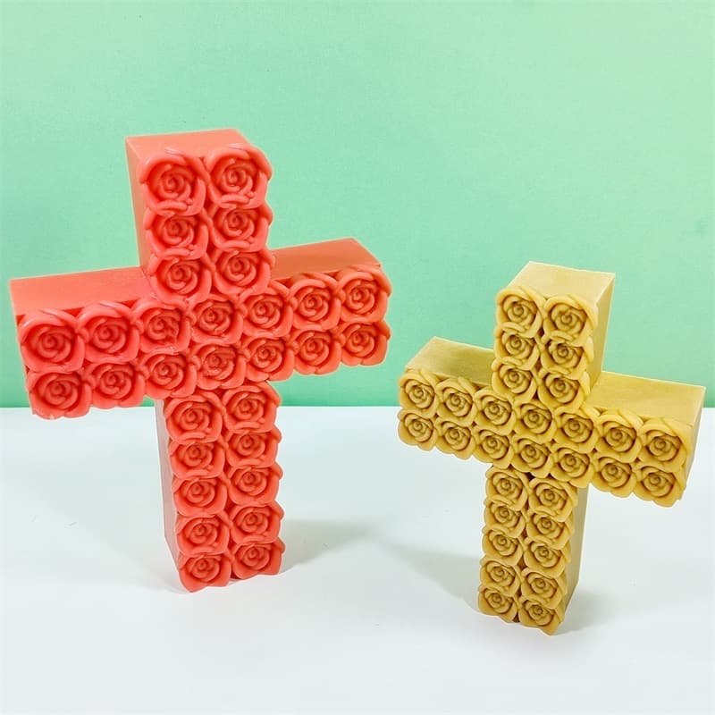 Rose Cross Combination Silicone Mold for Handmade DIY Candle Plaster Decoration Mold D389-390