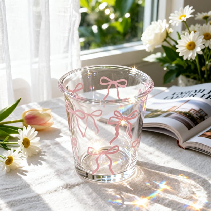 Trendy Flipped Rim Glass Cup Premium Iced American Coffee Ins Style Cold Brew Glass Beverage Cup