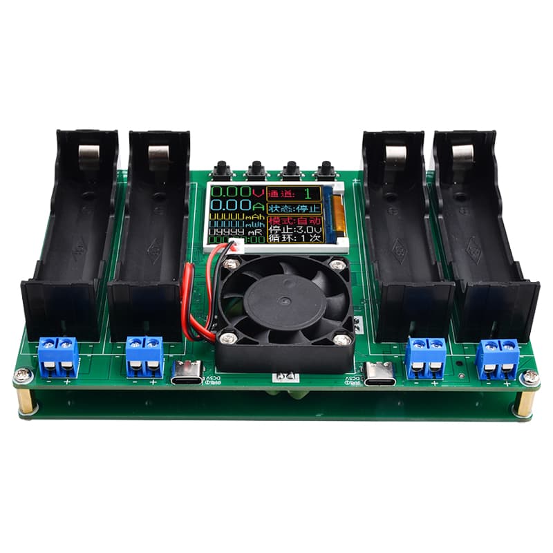 Four-channel 18650 Lithium Battery Capacity Tester Internal Resistance Detector Type-C Power Auto Charge/Discharge Module