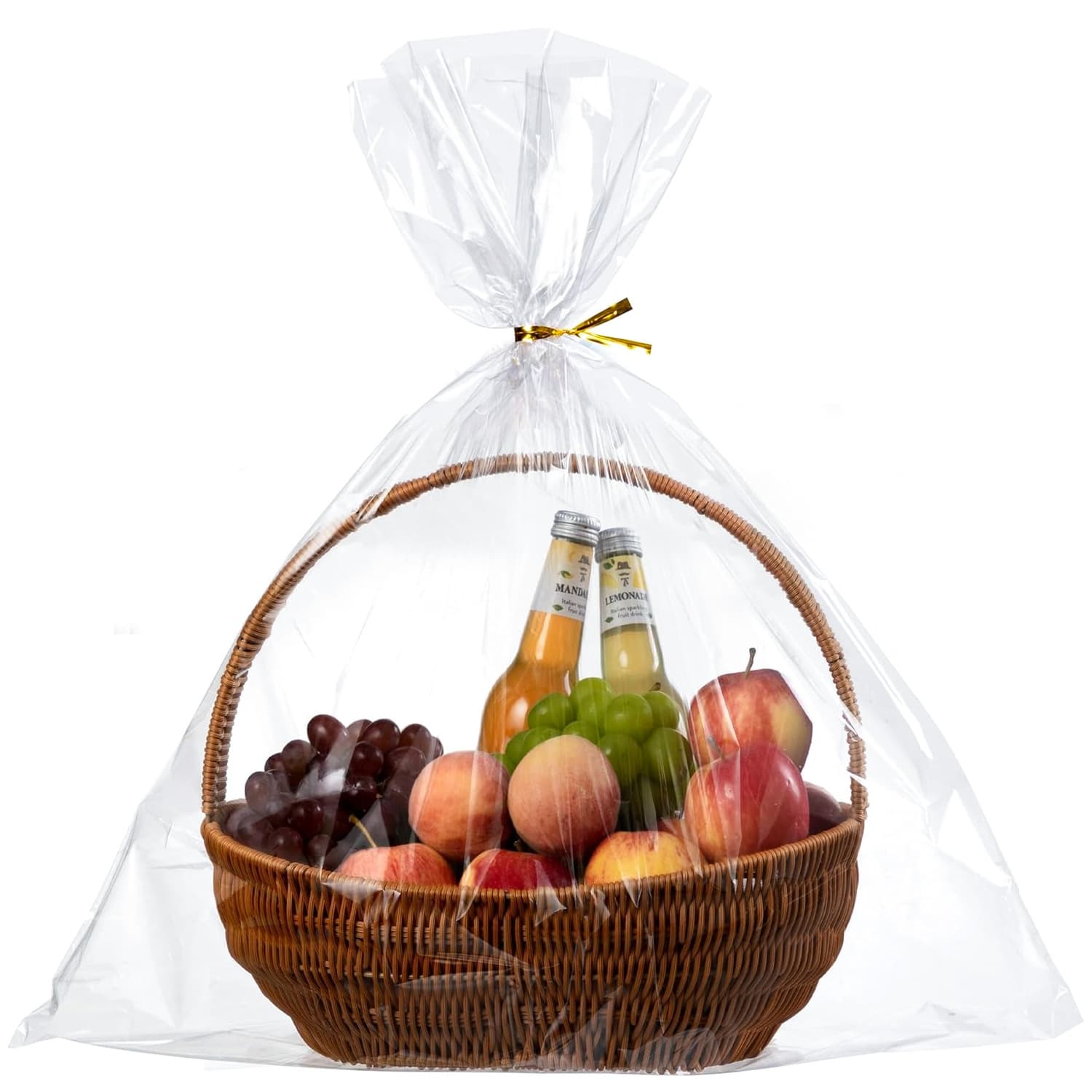 opp fruit flower basket bag large plastic gift bag transparent cellophane packaging bag flat gift basket packaging film