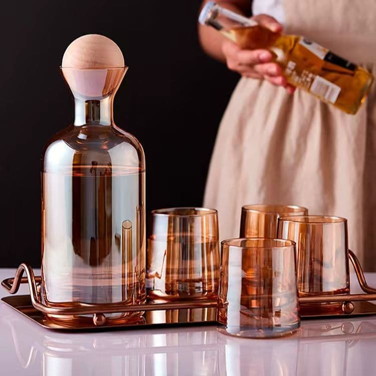 Nordic Light Luxury Water Dispenser, Juice Pitcher, Cup Set, Creative Large-Capacity Glass Cup for Home Use, Cold Boiled Water Kettle