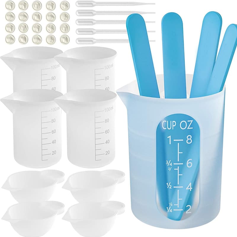 Crystal Drip Glue Epoxy Resin Silicone Measuring Cup Mixing Tool Stirring Rod Silicone Mold Set Kitchen Baking Supplies