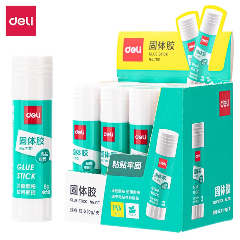 Deli Solid Glue 7101 Glue Stick 9g Rotating Glue Stick White PVA Glue Stick