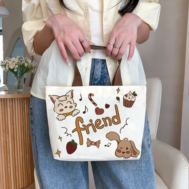 Canvas Bag Large Capacity 2025 New Style Casual Mom Bag Hand Tote Student Commute Lunch Bag Factory Wholesale