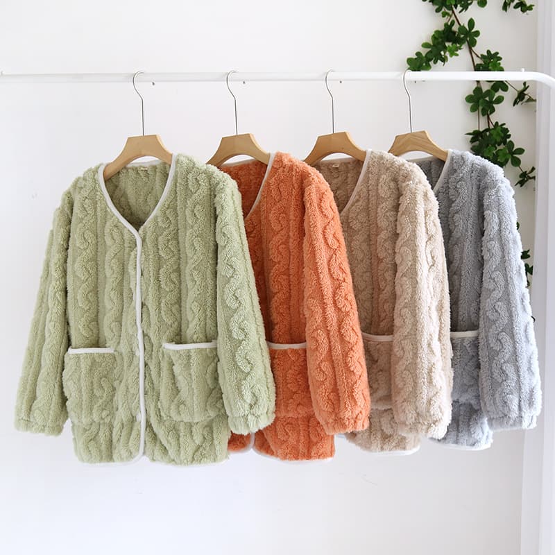 Women's One-Piece Pajama Top for Fall and Winter, Coral Fleece Homewear, Flannel Thickened Winter Thermal