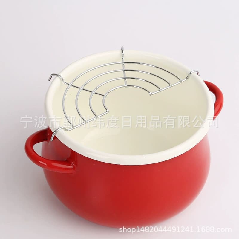 Japanese Enamel Deep Fryer Mini Macaron Pot Thickened Enamel Pot Soup Pot Double Ear Pot Instant Noodle Pot