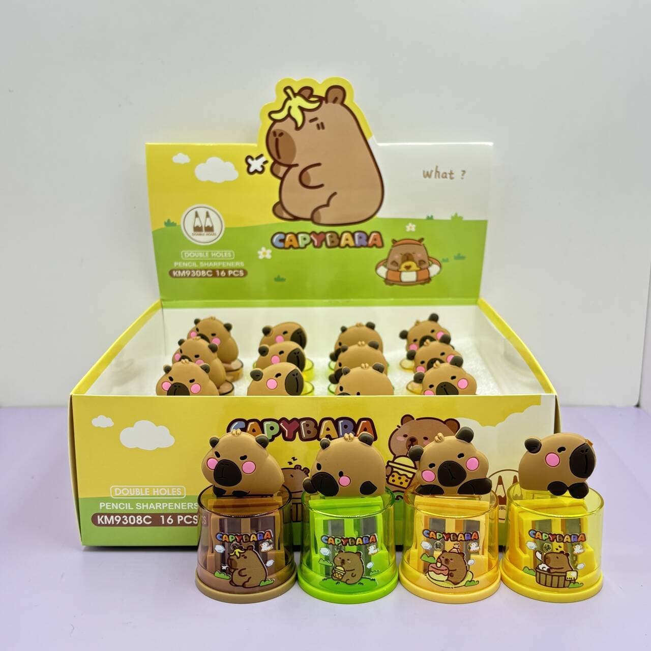 9308 Creative Student Round Double Hole Pencil Sharpener Cute Kindergarten Portable Pen Planer Children's Simple Pencil Sharpener