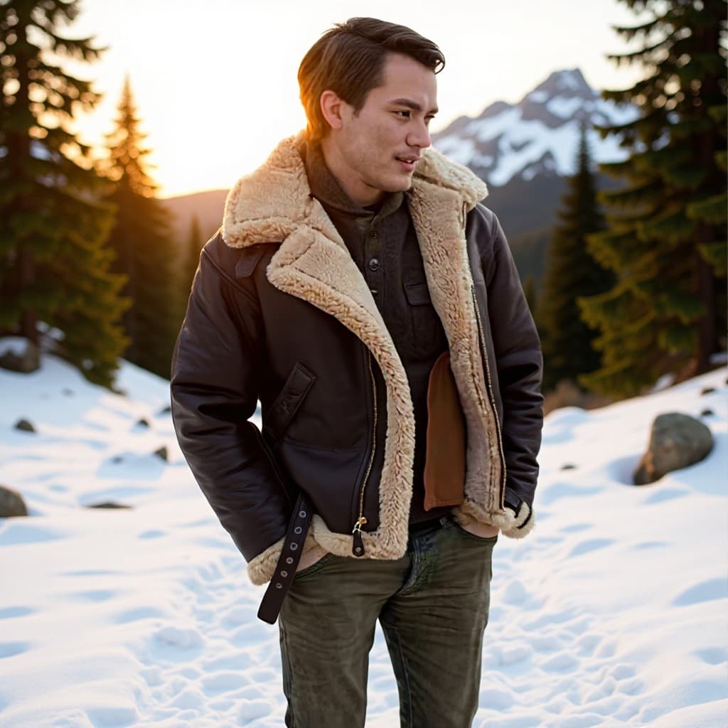 Nordic Ethnic Men's Outdoor Windproof Leather Coat for Winter