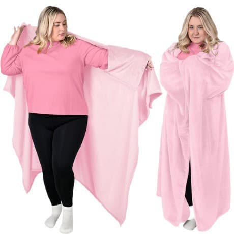 Winter lamb wool TV blanket, flannel blanket, suitable for outdoor wear, extra long vertical pocket lazy blanket