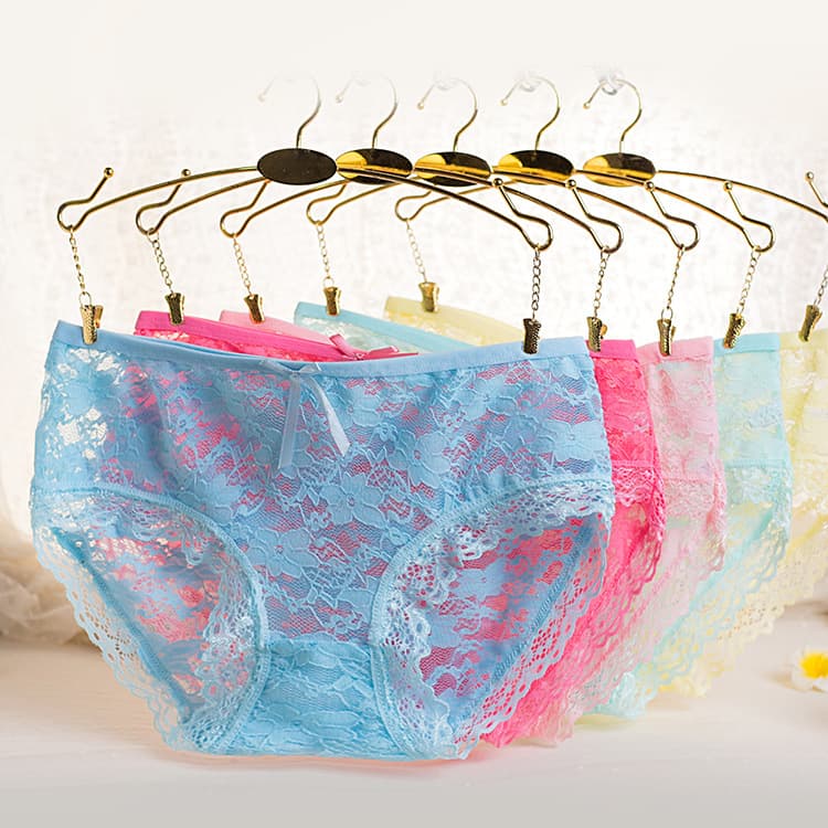 Jacquard Mesh Transparent Lace Panties Sexy Hollow Out Girl Panties Cute Women's Triangle Panties Wholesale