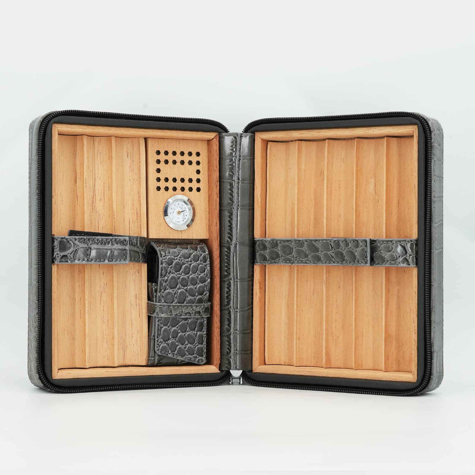 New Arrival In Stock Set of 8 Cigar Cases Portable Large Capacity Carrying Case Black Leather Cigar Case