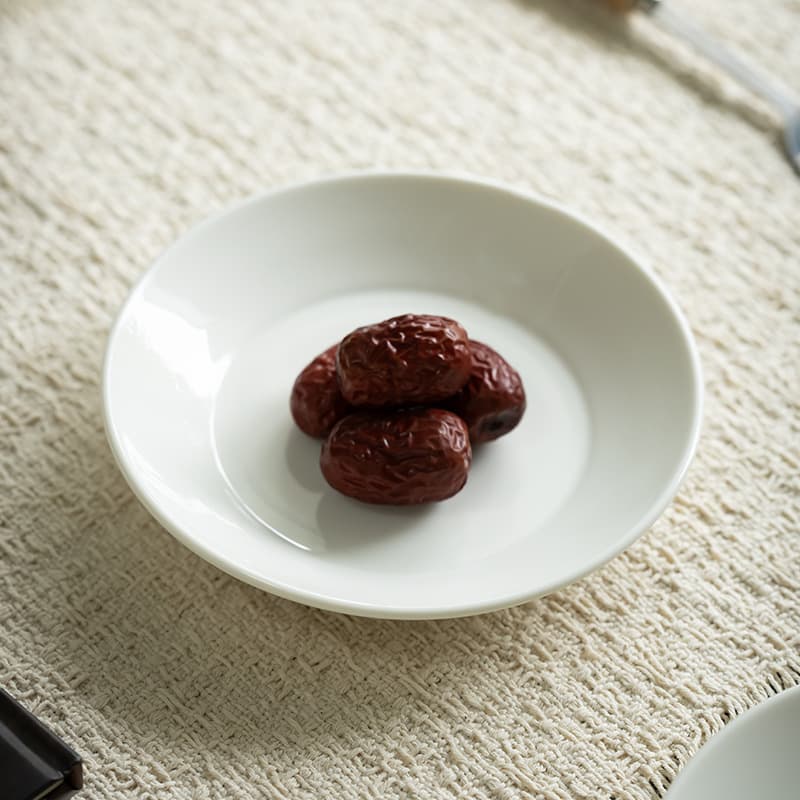 Off-White Fried Egg Serving Dish 5.3inch Dehua White Porcelain Small Dish Pickle Plate Small Ceramic Steaming Dish