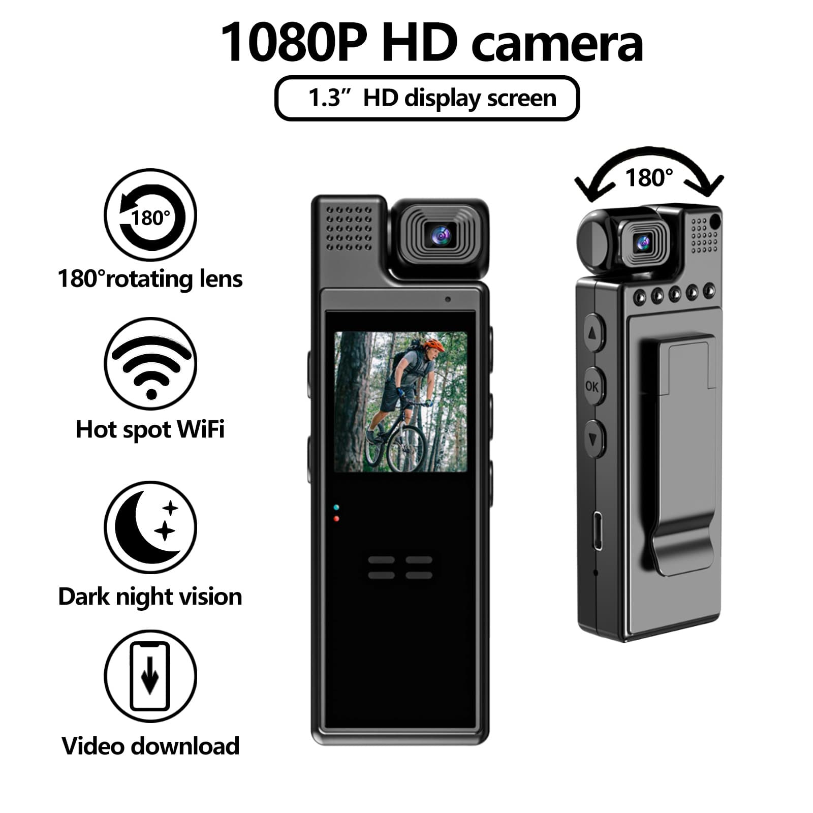 HD 1.3 inch screen lens rotating camera campus camera WIFI portable record outdoor DV camera