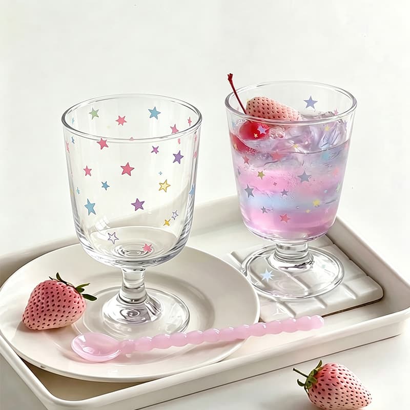 Ins-style Cute Glass Cup Coffee Cup Minimalist Water Cup Goblet Juice Cup Dessert Cup Ice Cream Yogurt Cup