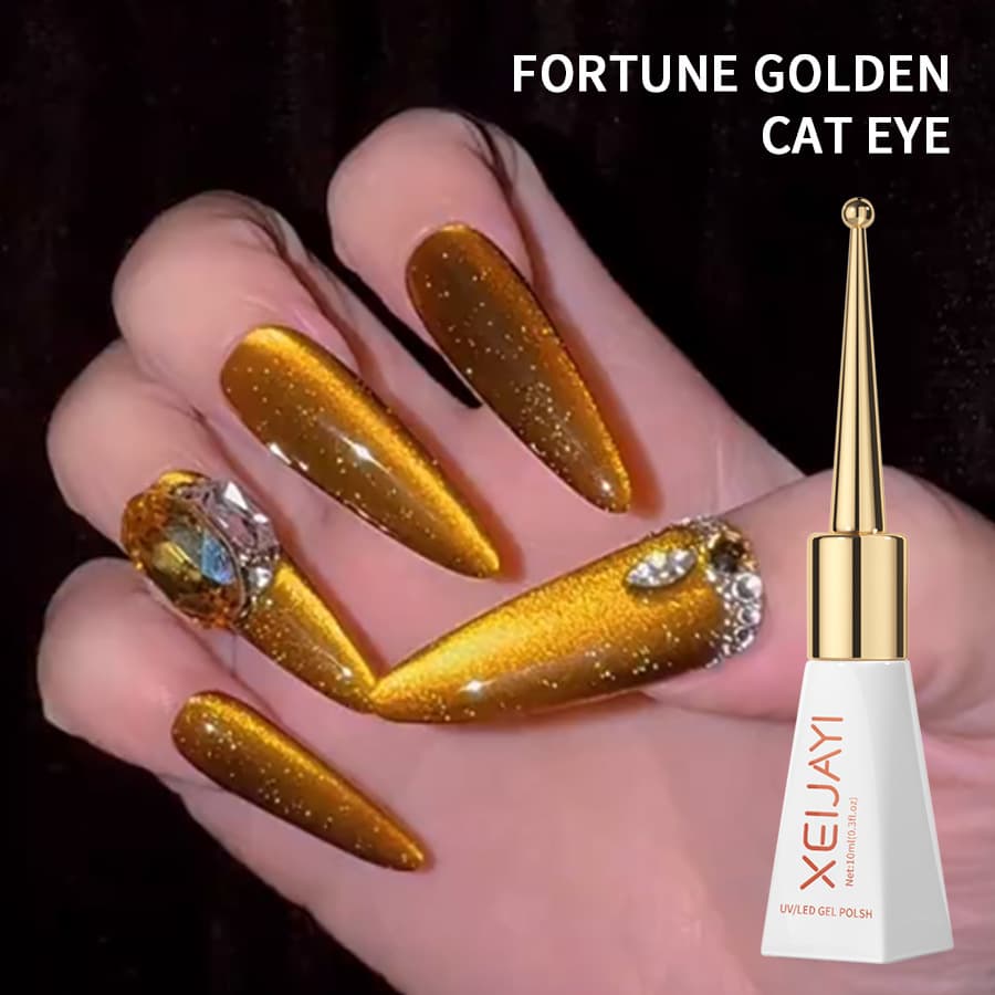 Autumn Winter Wealth Attracting Gold Cat's Eye Nail Art Glue Popular Color Professional Salon Use Cat's Eye Nail Polish