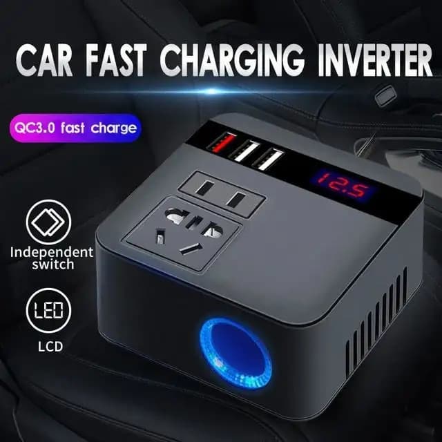 Universal Car Mounted Inverter Charger 12V24V to 110V220V Mobile Phone Charging Power Supply Converter Compact Size Efficient