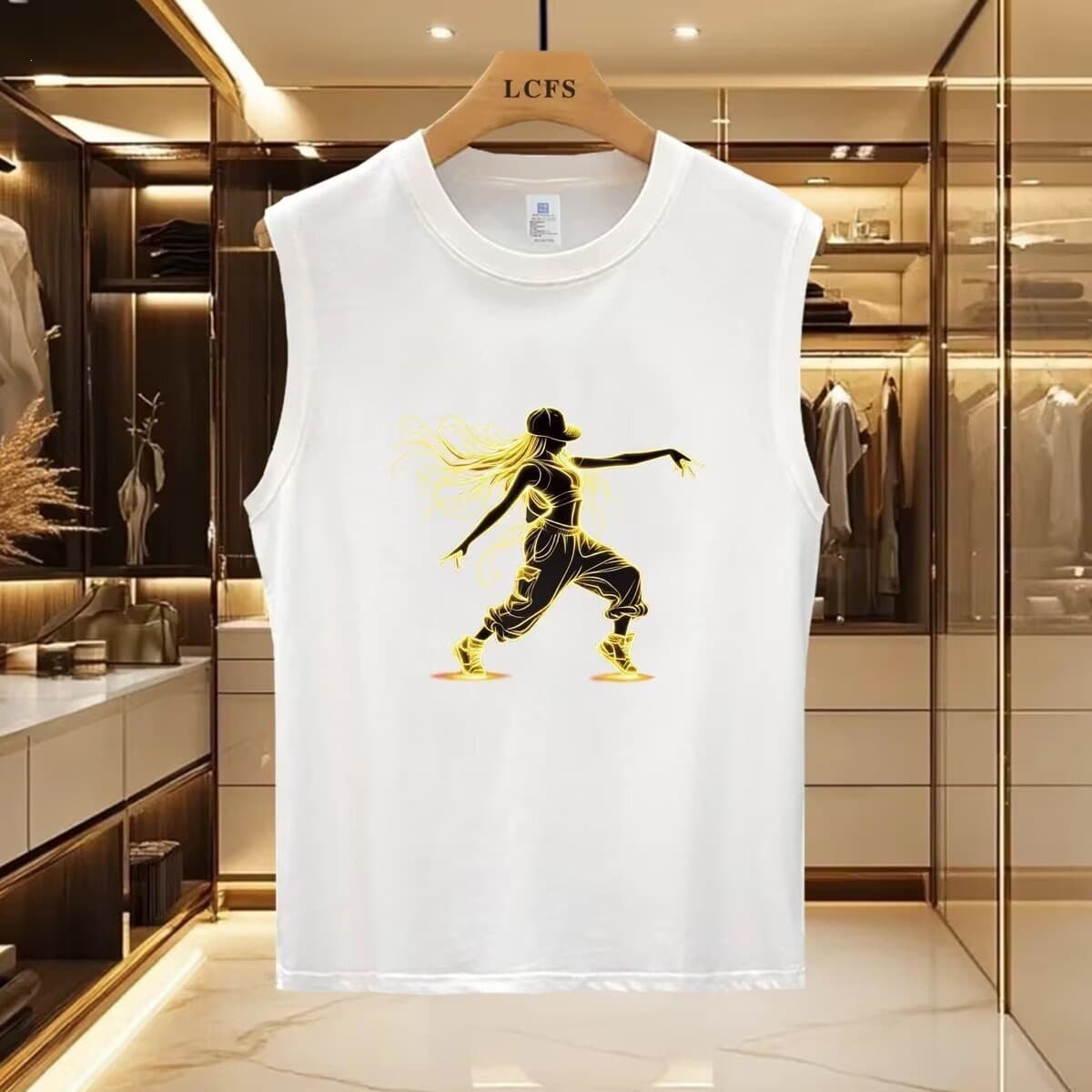 Summer Fashionable Men's Round Neck Men's Vest Sleeveless T-Shirt Large Size Student Sports and Leisure Trendy Waistcoat