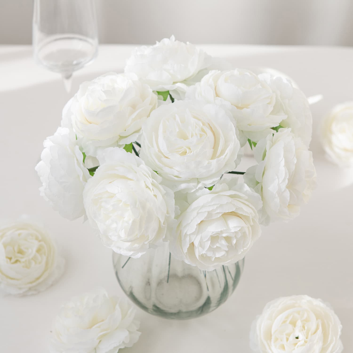 Artificial layered ranunculus flower head for DIY hairpins, wreaths, wedding decorations, and scene setup