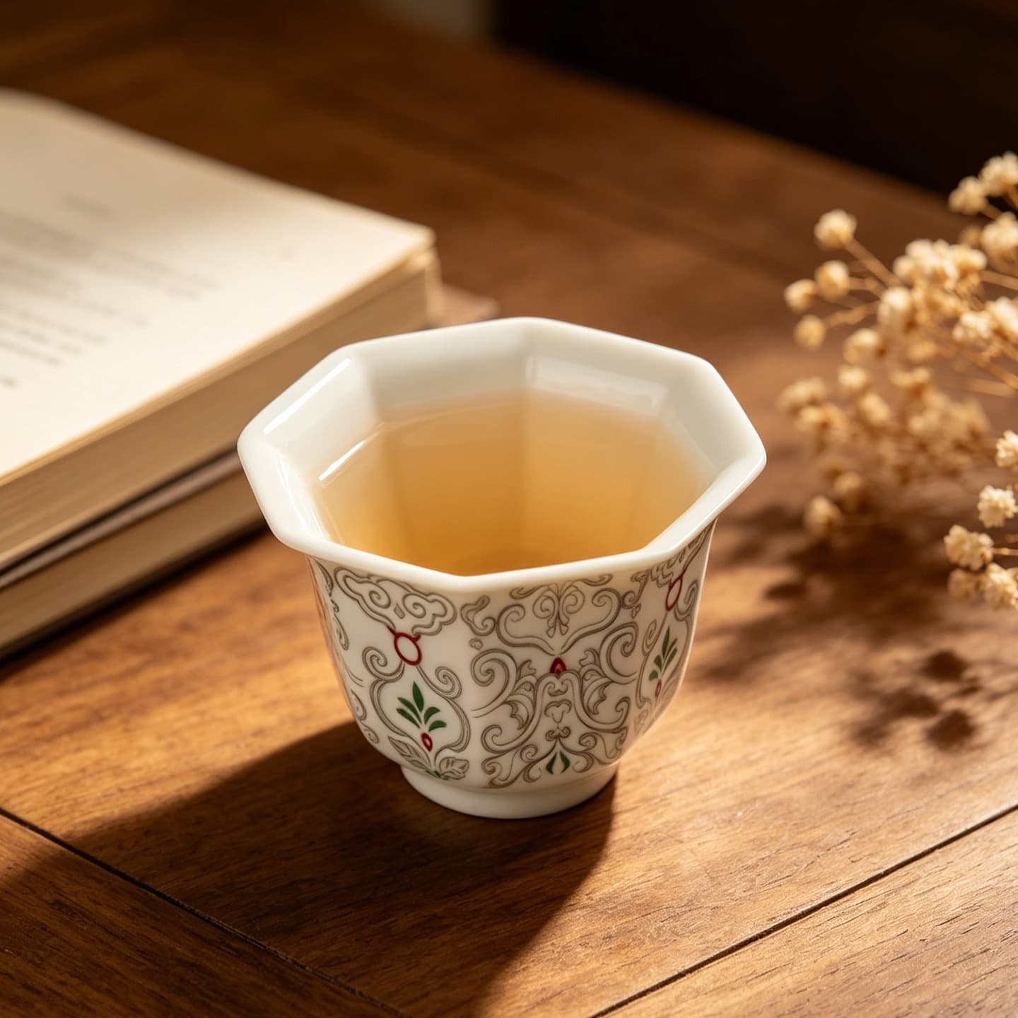 Cross-border Ceramic Small Tea Cup Master Cup Tasting Cup Kung Fu Tea Set Home Personal Use Octagonal Cup Single Cup