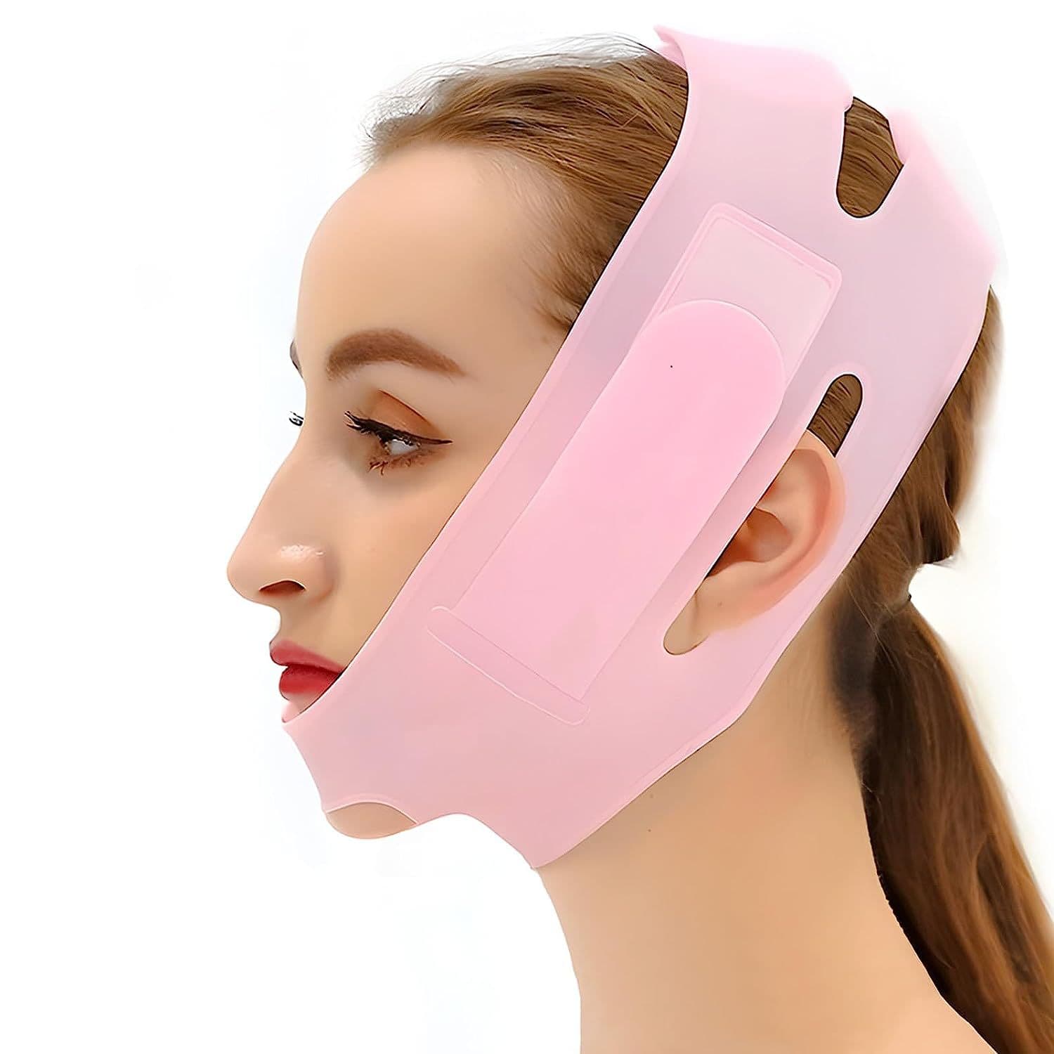 Firming Lifting V-Shape Face Mask Bandage for Nasolabial Folds and Sagging Face Sculpting Silicone