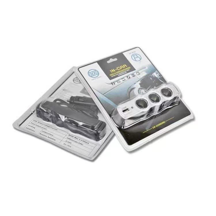 Factory Direct Car Cigarette Lighter 12/24V Universal 3-Way Car Cigarette Lighter Splitter