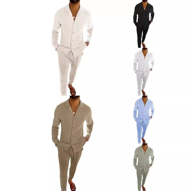 Casual Fashionable Long Sleeve Two-Piece Set for Men Spring Autumn Comfortable Breathable Men's Suiting Wear Made in China