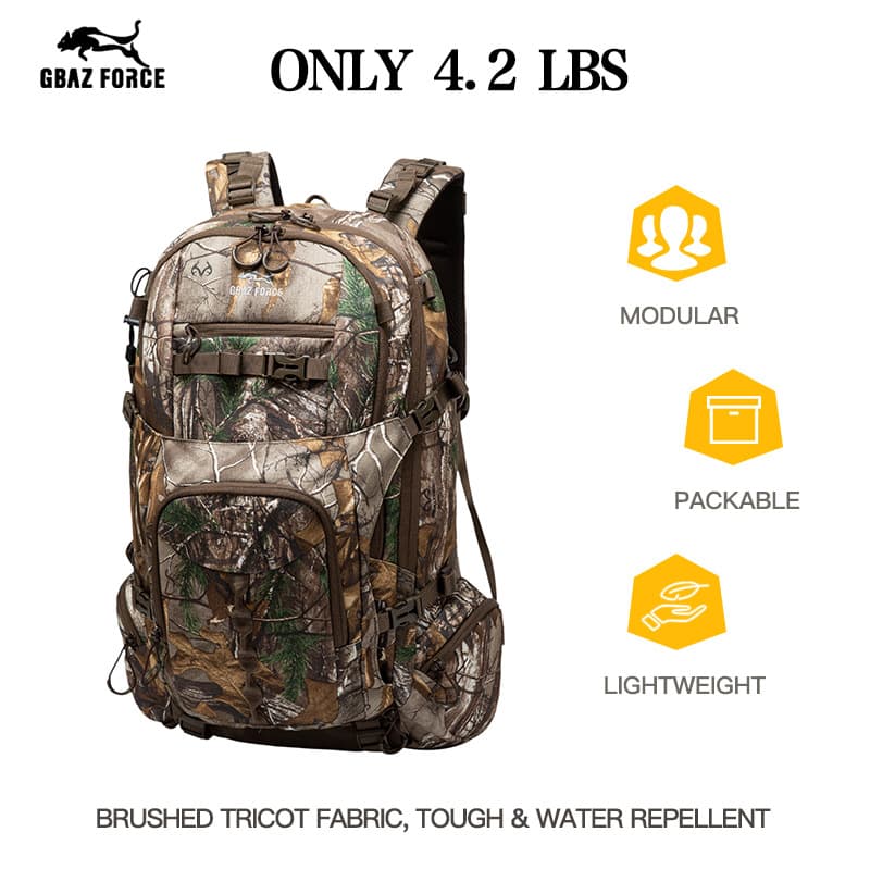 GAF50L Brush tricot 3-layer real tree camouflage hunting backpack with holster can carry rifles and bows
