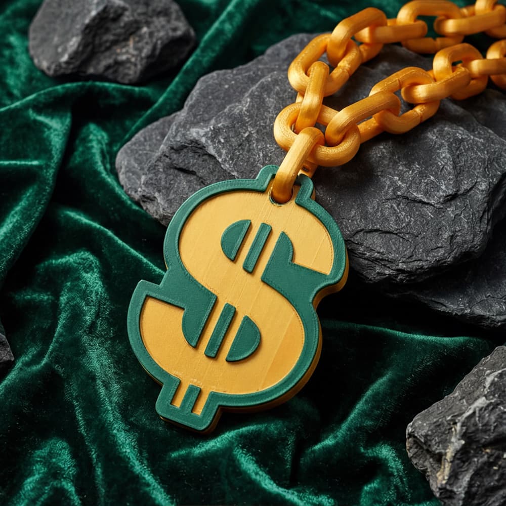 Cross-Border New Product, Multifunctional Dollar Sign Large Gold Chain, Can Hold Cards and Swipe Cards, Street Fashion Style Prop 529
