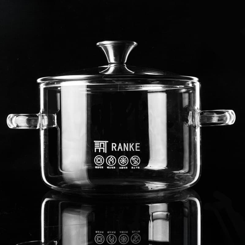 Household High Borosilicate Glass Large Soup Pot, Transparent Heat-Resistant, Open Flame Safe, Thickened Glass with Lid, Milk Pot, Stew Pot