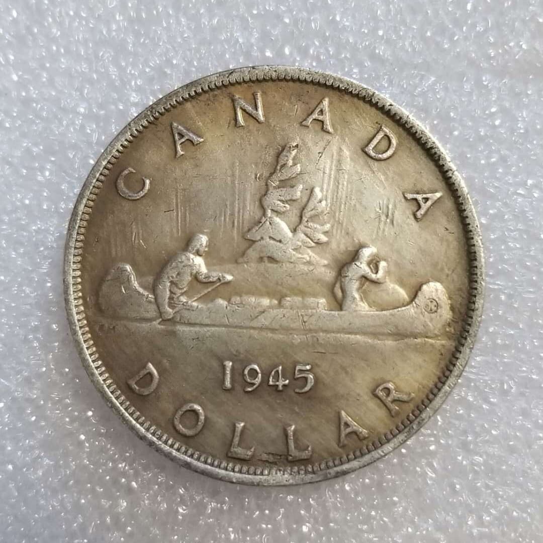 Antique handicraft 1945 Canadian replica silver dollar brass silver plated material #1801