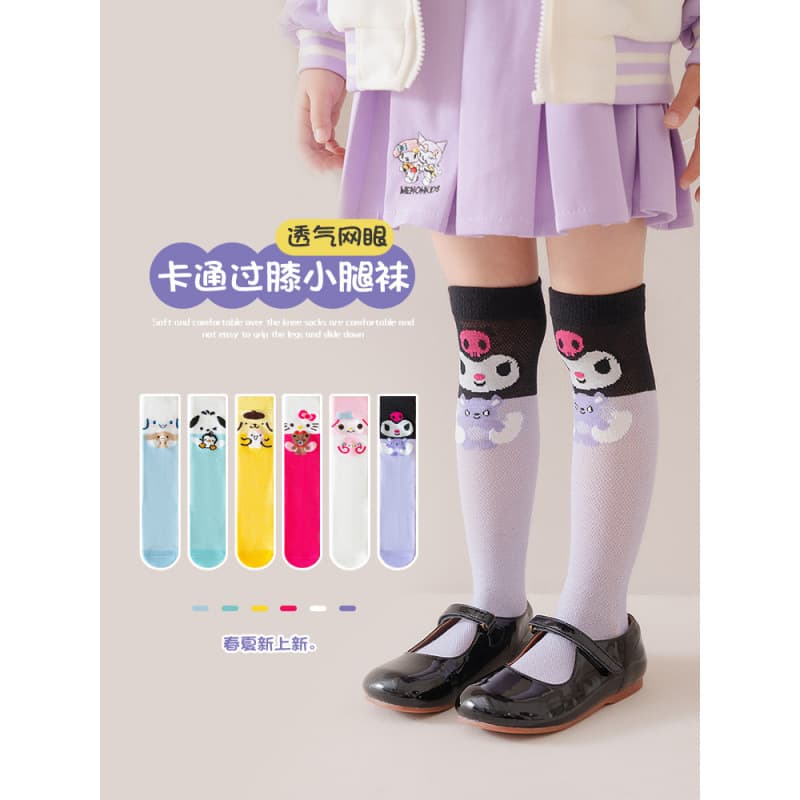 Sanrio girls' calf socks summer mesh breathable sweet cartoon women's over-the-knee stockings Korean-style children's socks