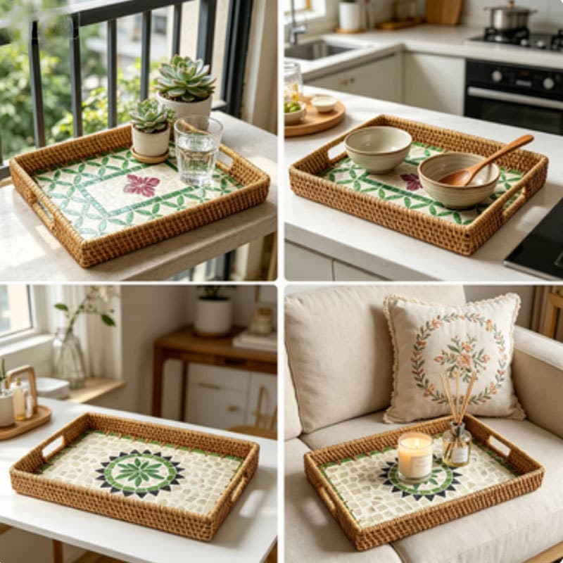 Rattan Nordic Creative Colorful Shell Fruit Plate Tea Tray Home Living Room Dining Room Snack Storage Tray