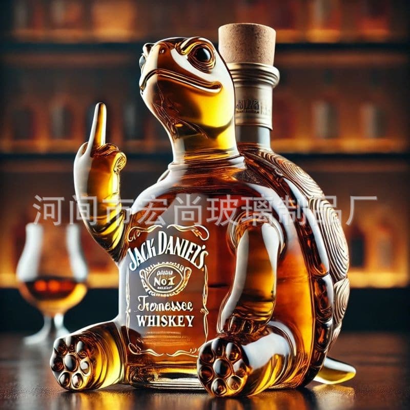 Cross-border Turtle Glass Liquor Bottle, Whiskey Bottle, Fun Animal-Shaped Glass Bottle for Infusion