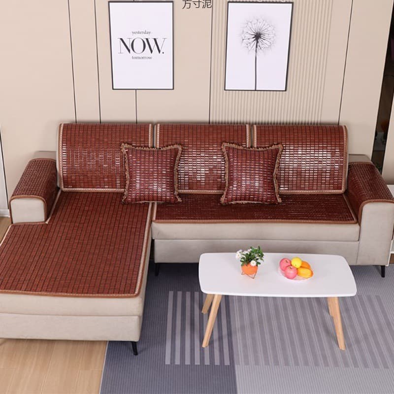Summer cooling sofa pad, bamboo slice mat set, includes options for rosewood sofas, breathable bamboo cushion, wholesale by piece.