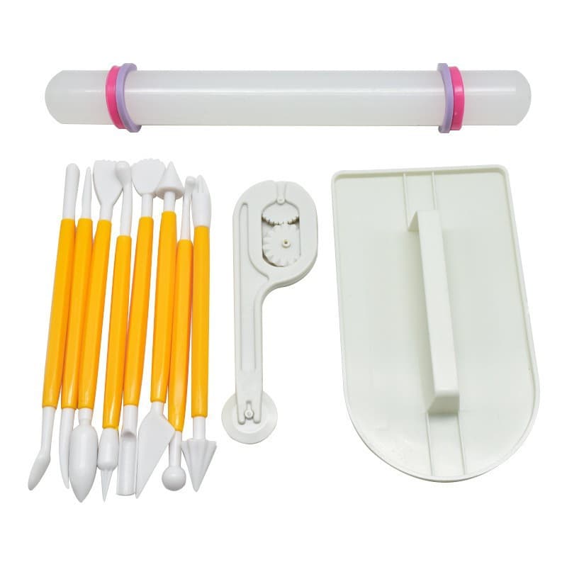 Baking Molds / 4 Styles 11-Piece Fondant Cake Tool Set Rolling Pin Smoother Cake Cookie Tools