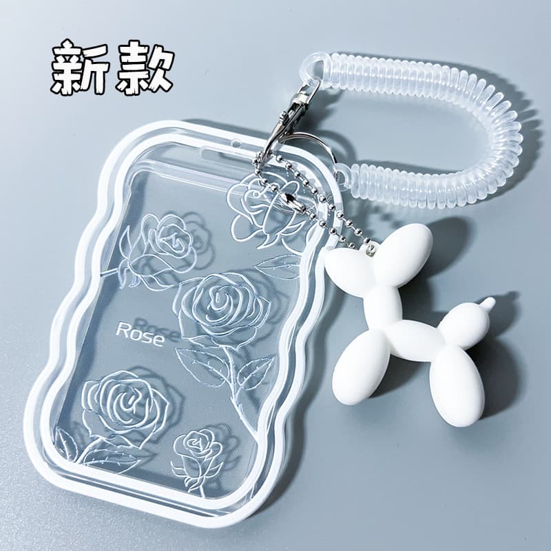 Rose Transparent Meal Card Holder ID Badge Case for Bus Access Campus Student School Card Work Badge