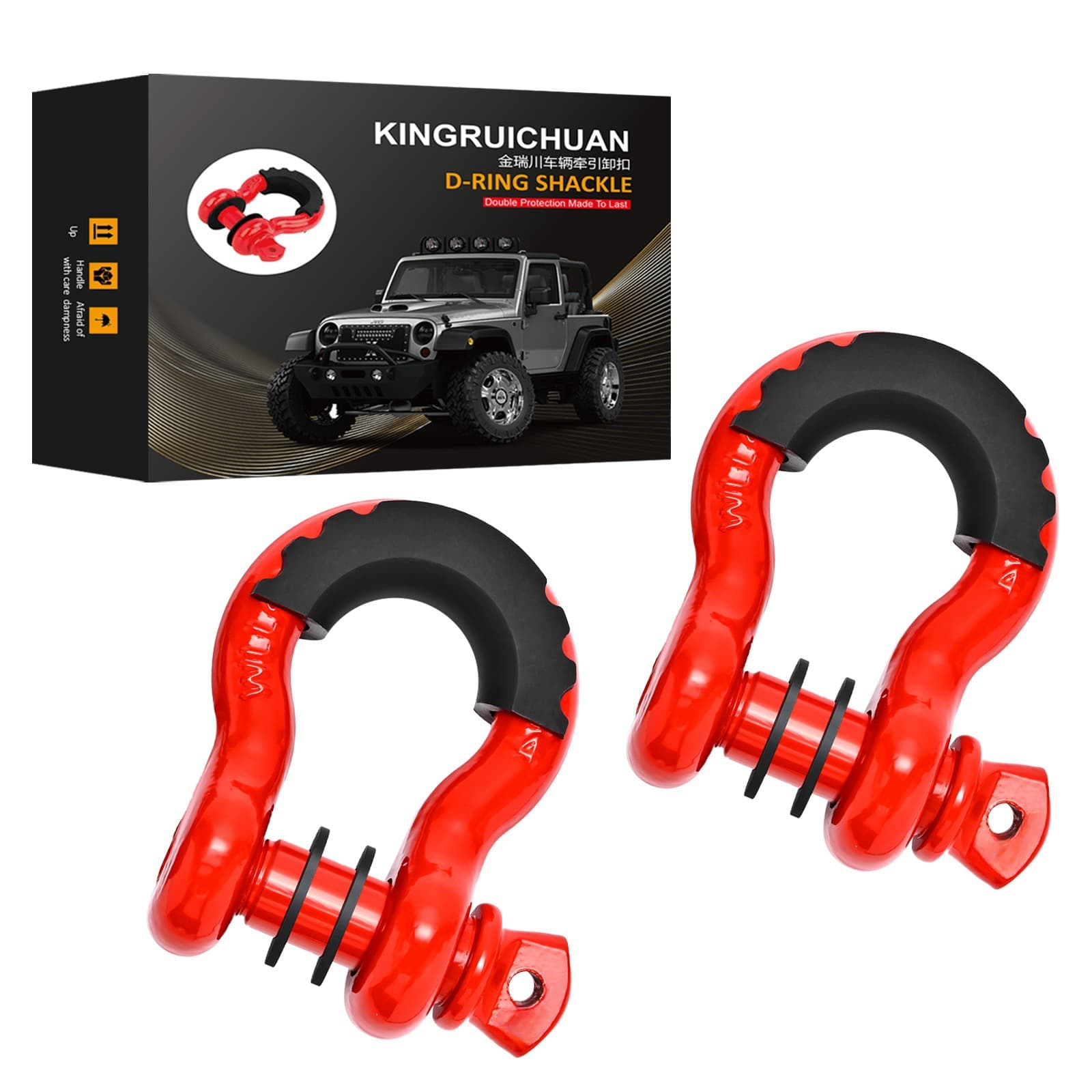 Qingdao Factory 4.75-Ton Off-Road Trailer Hitch Recovery U-Shape American Forged Bow Shackle with Protective Sleeve