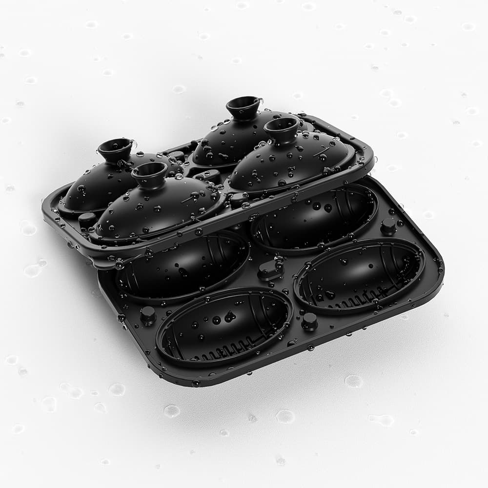 Benhaida silicone 4-hole rugby 4-pack rugby mold with funnel, whiskey ice tray mold, sports ice tray