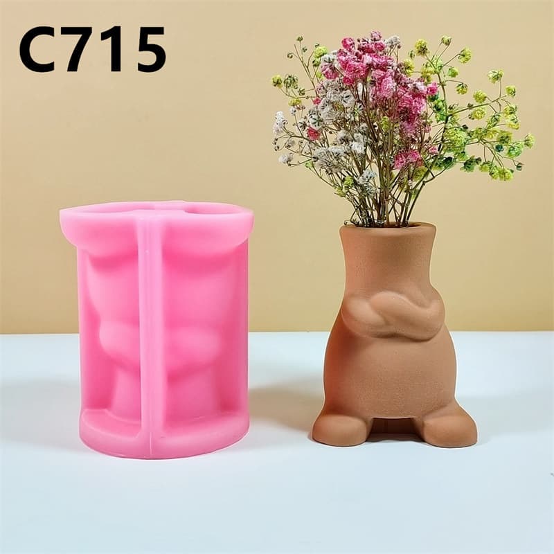 Ins Style Dwarf Silicone Mold Dried Flower Vase DIY Handmade Home Indoor Stereo Decoration C715