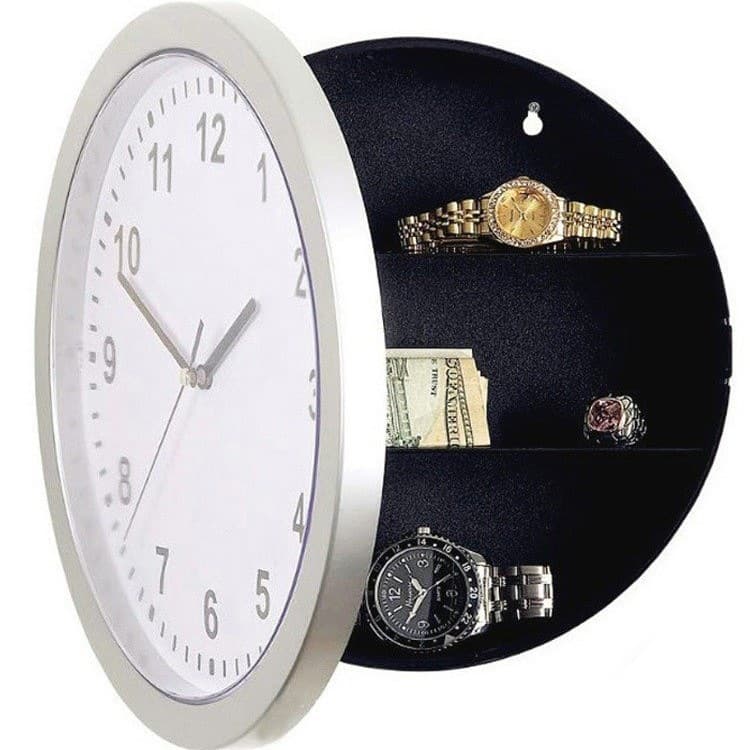 Minimalist concealed storage clock, silent home decoration, safe wall clock, living room bedroom creative wall clock
