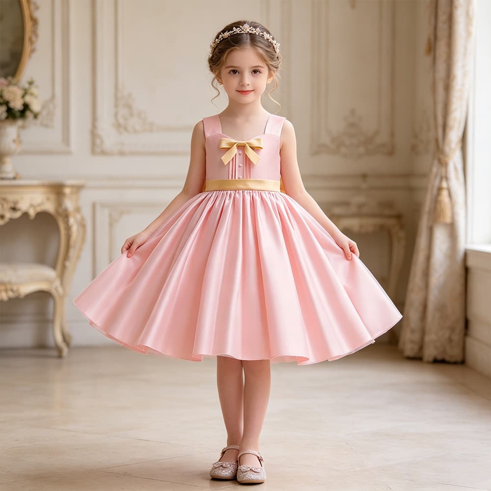 2026 cross-border new style bow princess dress girls dress children festival celebration performance clothing suspender dress