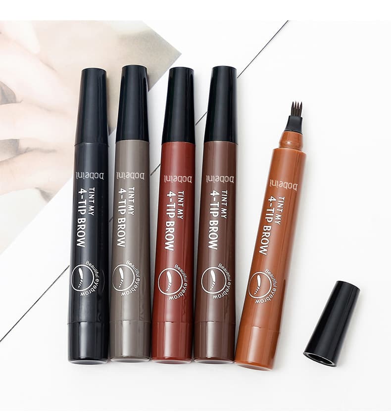 4-Prong Eyebrow Pen, 4-Prong Waterproof Eyebrow Pen, Split-Tip Eyebrow Pen, Liquid Eyebrow Pen, Waterproof and Sweat-Proof, Cross-Border Best Seller