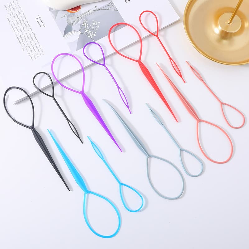 Colorful Hair Braiding Needle Korean Style Bun Maker 2-Piece Set (Large & Small) Hair Styling Tool