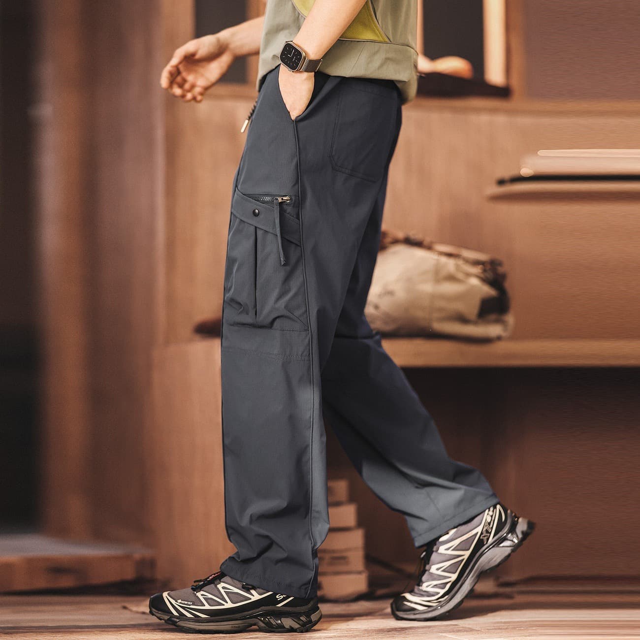 Popular high-end trendy brand soft shell assault pants men's summer thin loose functional overalls outdoor casual pants