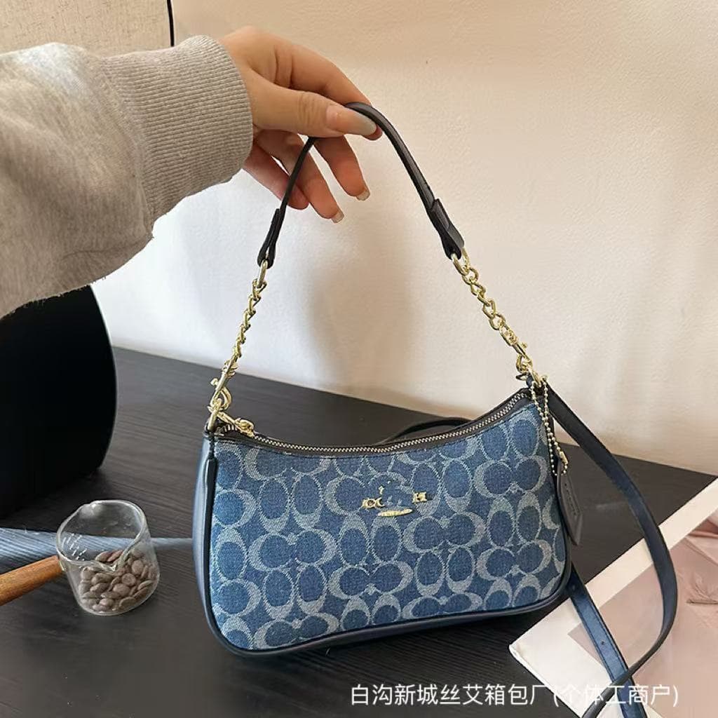 Cross-Border 2026 New Bags Women Bag Classic Monogram Chain Underarm Bag Canvas Shoulder Bag Handheld Crossbody Women Bag
